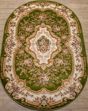 Ковер российский 20606-22111 Акварель (PP Heatset Высокоплотный, зеленый) овальный